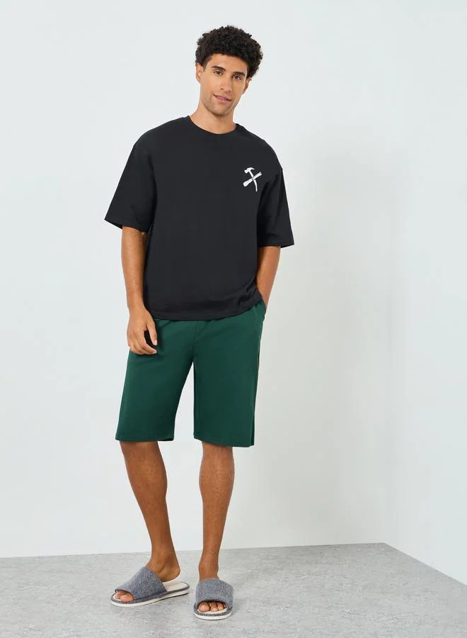 Styli Men Graphic Oversized T-Shirt and Shorts Co-Ords